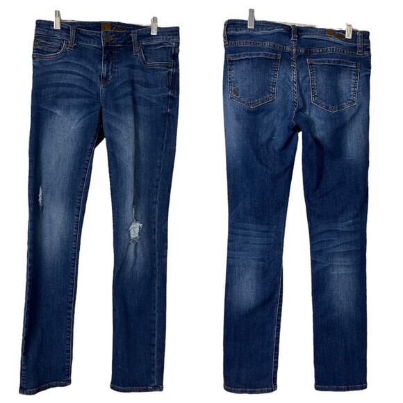 Kut from the Kloth Jeans Dark Wash Mid Rise Zip Fly Distressed Women's Size 4 - Picture 7 of 7